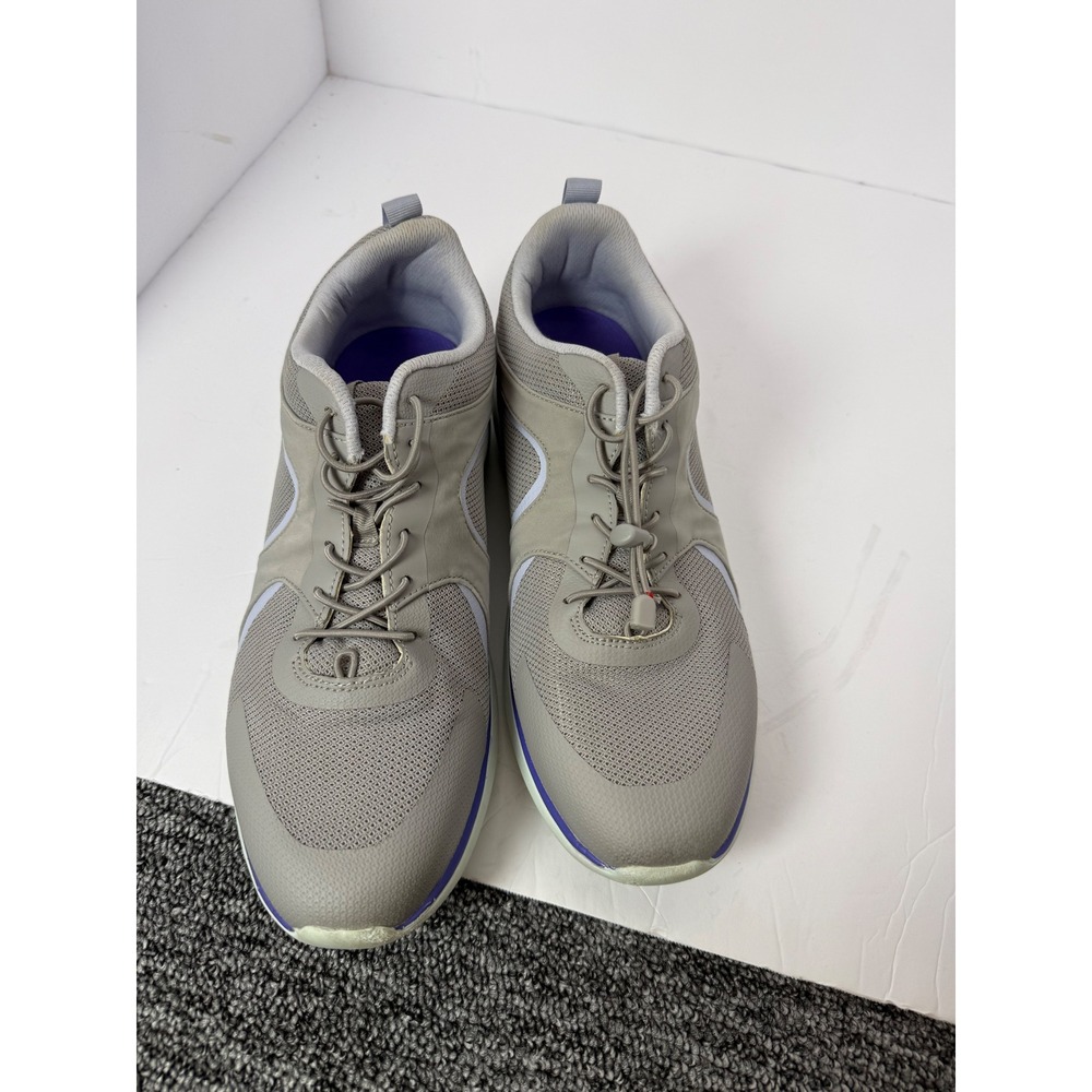 Vionic Grey Mesh Toggle Lace Active Walking Sneakers Purple Accents Size 10